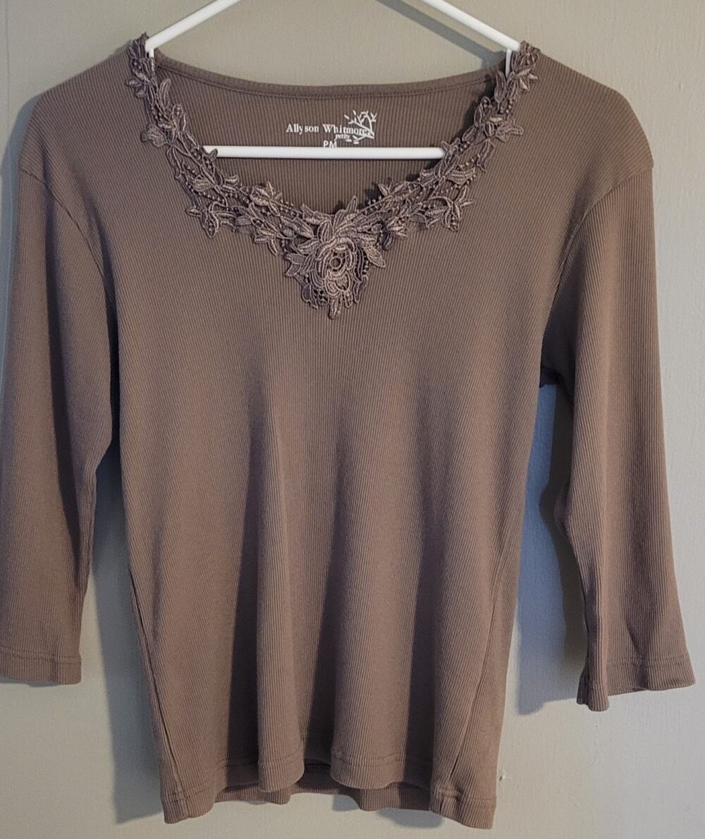Women's brown long-sleeved top by Allyson Whitmore